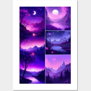 Fantasy purple landscape collage Posters and Art